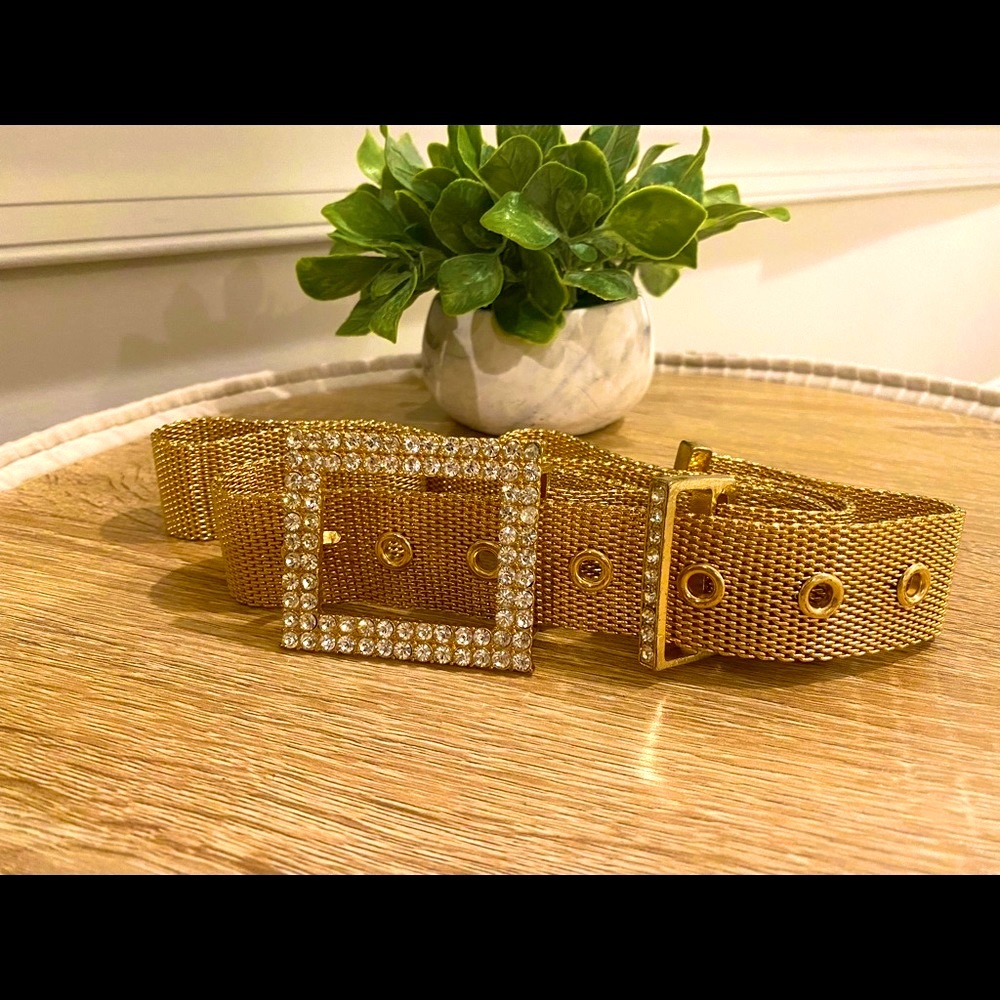 Zara Jeweled Belt, Gold, SZ S/M, Excellent Condition